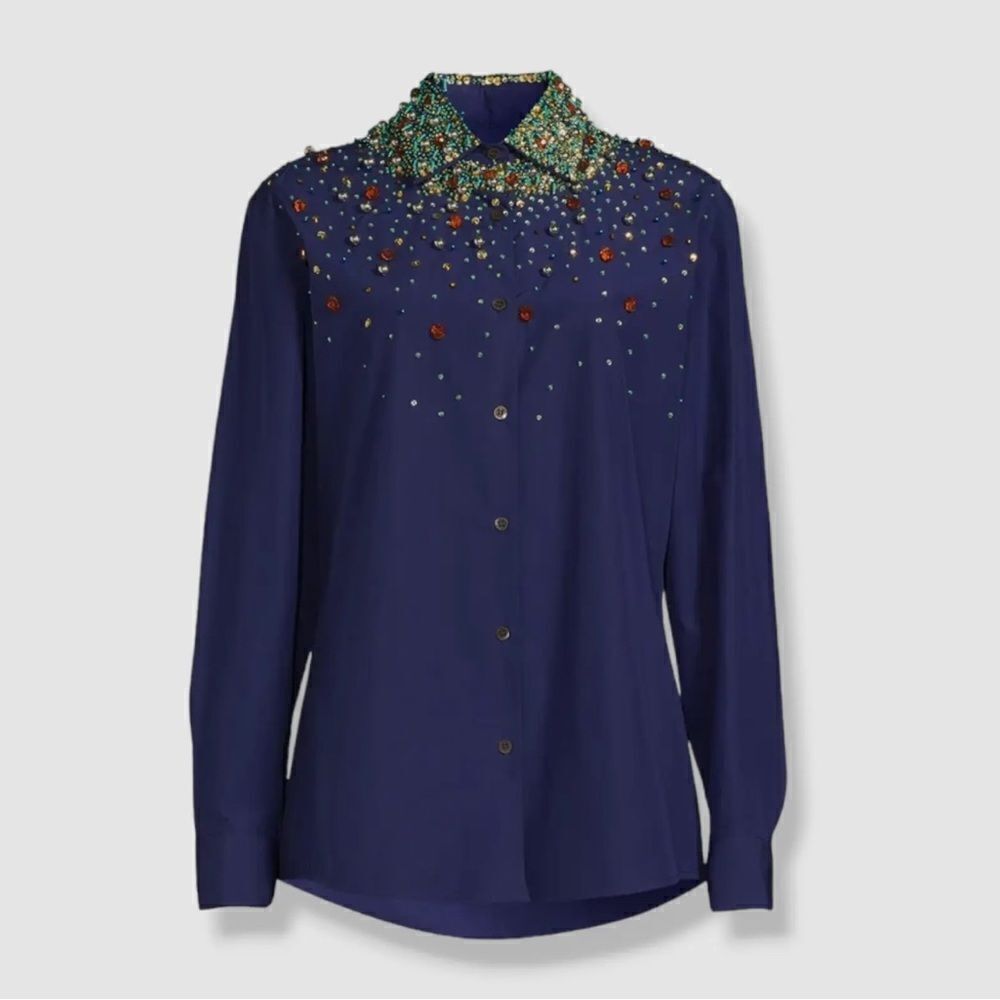 Dries Van Noten Clavelly Degrade Beaded Shirt size 40/us size 8